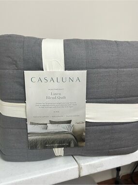 NEW Casaluna Gray King Size Linen Blend Quilt